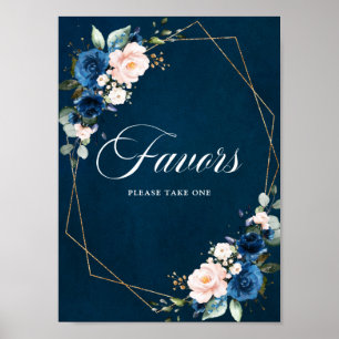 Poster Marine Blue Blush Géométrique mariage Faveurs
