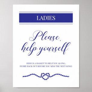 Poster Marine Blue Dames Salle de bain Panier Mariage nau