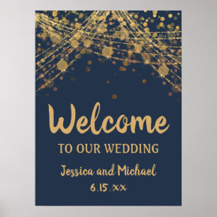 Poster Marine Blue Gold String éclat Bokeh Mariage Bienve