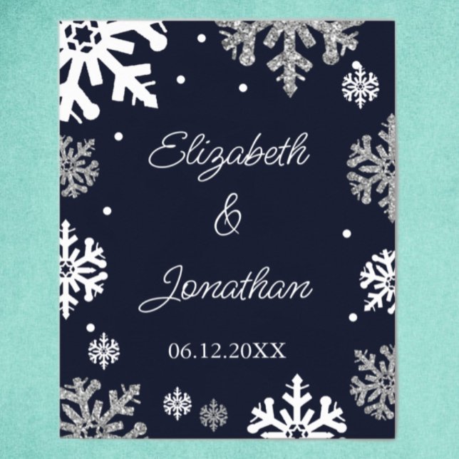 Poster Marine Blue Snowflakes Mariage d'hiver (Créateur téléchargé)