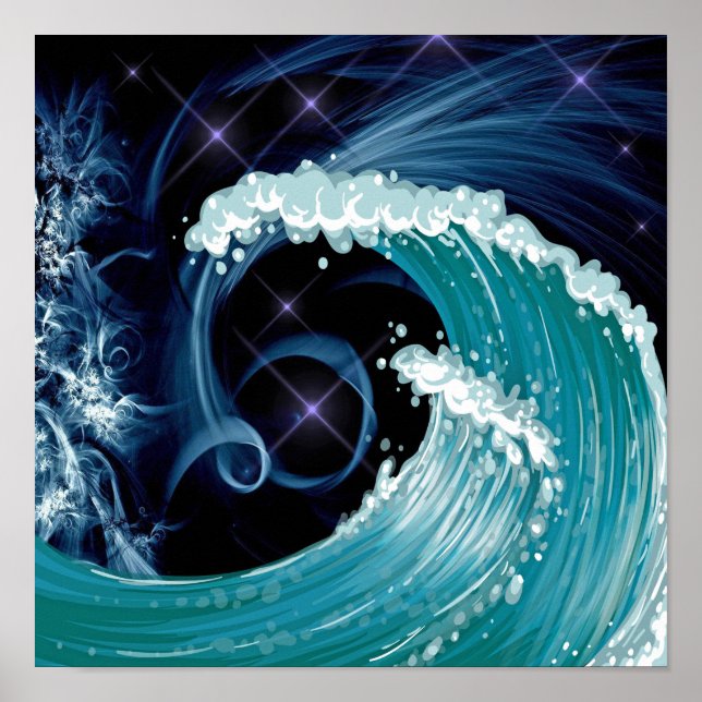Poster Marine Blue Wispy Sky japonais Wispy Art (Devant)