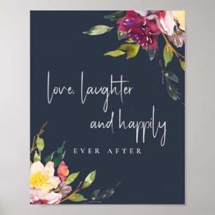 Poster Marine Blush Bourgogne Floral Amour Heureux Jamais