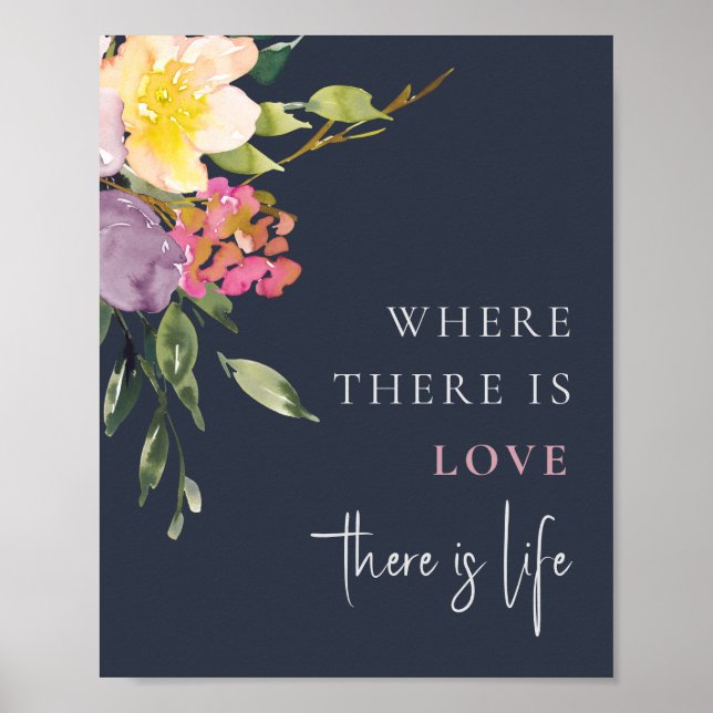Poster Marine Blush Jaune Bourgogne L'amour floral C'est  (Devant)