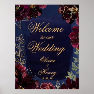 Poster Marine Bordeaux Bienvenue À Notre Mariage 24 x 32 