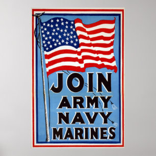 Poster Marine de l'Armée de terre - Guerre Vintage
