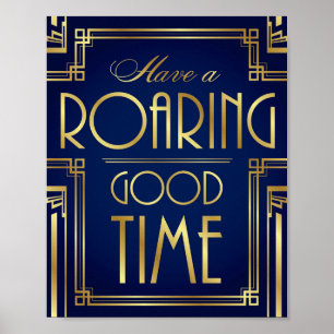 Poster Marine Gold Art Deco ONT UN BON TEMPS ROARING Prin