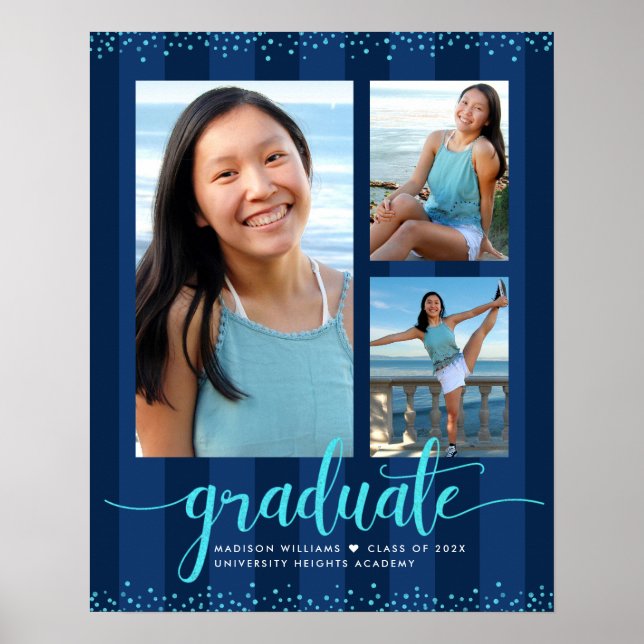 Poster Marine Graduation 3 Photo Parties scintillant Turq (Devant)