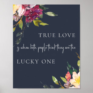 Poster Marine Jaune Blush Bourgogne Floral True Love Luck
