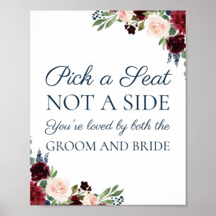 Poster Marine Marsala Floral Choisissez un siège pas un p