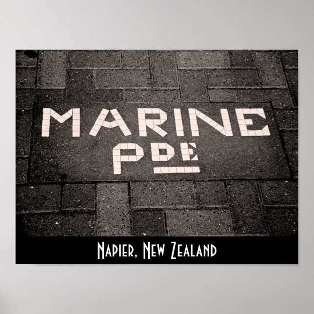Poster Marine Parade, Napier, Nouvelle-Zélande (Devant)
