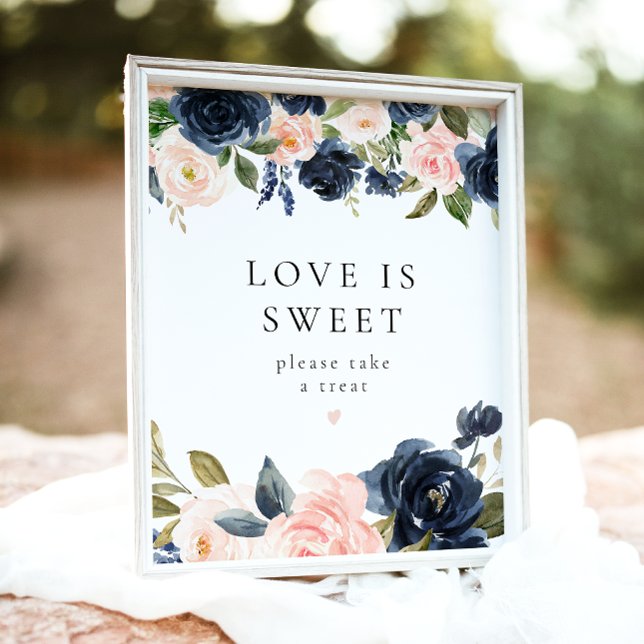 Poster Marine Romantique Bleu Floral Amour est Sweet Dess (Créateur téléchargé)