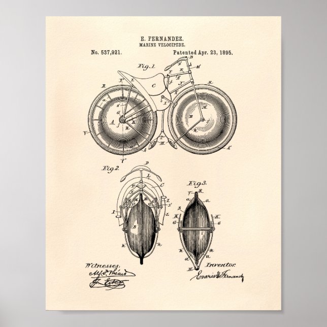 Poster Marine Velocipede 1895 Brevet Art Vieux Poivre (Devant)