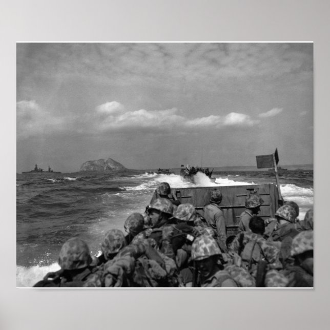 Poster Marines approchant Iwo Jima - 2ÈME GUERRE MONDIALE (Devant)