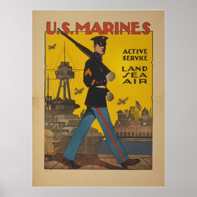 Poster Marines des États-Unis. Service actif. Air marin t (Devant)