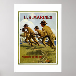 Poster Marines Des États-Unis — Soldats De La Mer