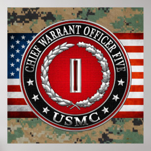 Poster Marines des USA : Garantie en chef cinq (usmc