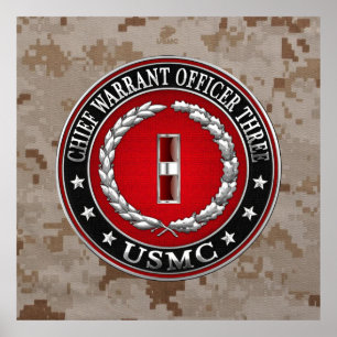 Poster Marines des USA : Garantie en chef trois (usmc