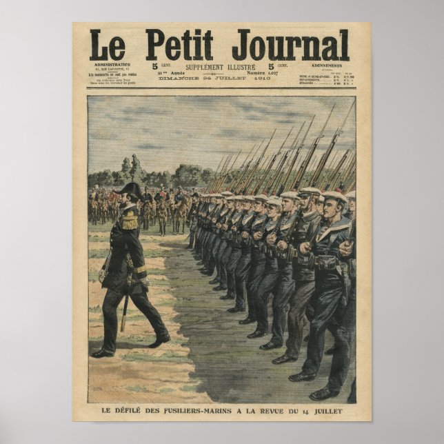 Poster Marines en défilé à la revue du 14ème (Devant)