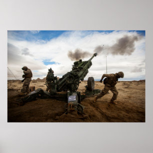 Poster Marines Fire a M777-A2 Howitzer