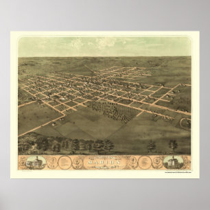 Poster Marion, IA Carte panoramique - 1868