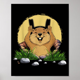 Poster Marionnette mignonne de l'ombre de la marmotte Jou