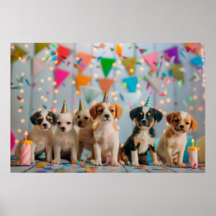 Poster Marionnettes mignonnes Design de fête d'anniversai