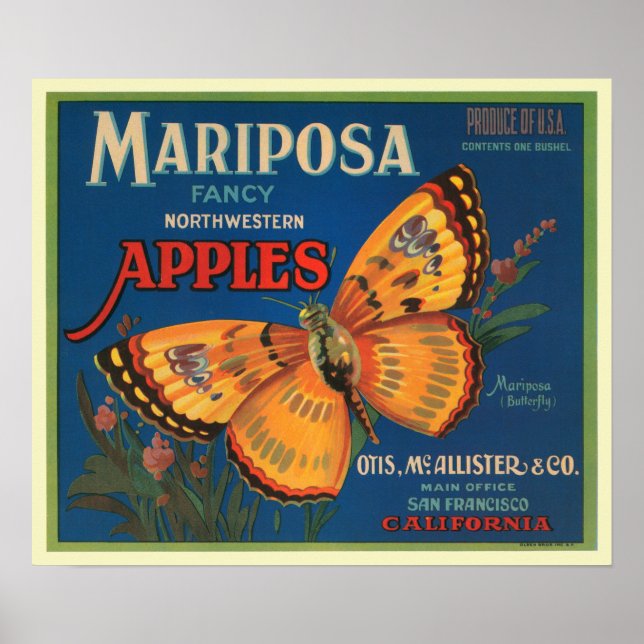 Poster Mariposa Pommes Fruit Étiquette (Devant)