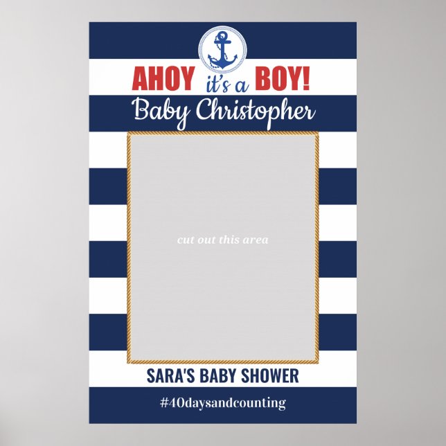 Poster Maritime Ahoy C'est Un Garçon Baby Shower Accessoi (Devant)