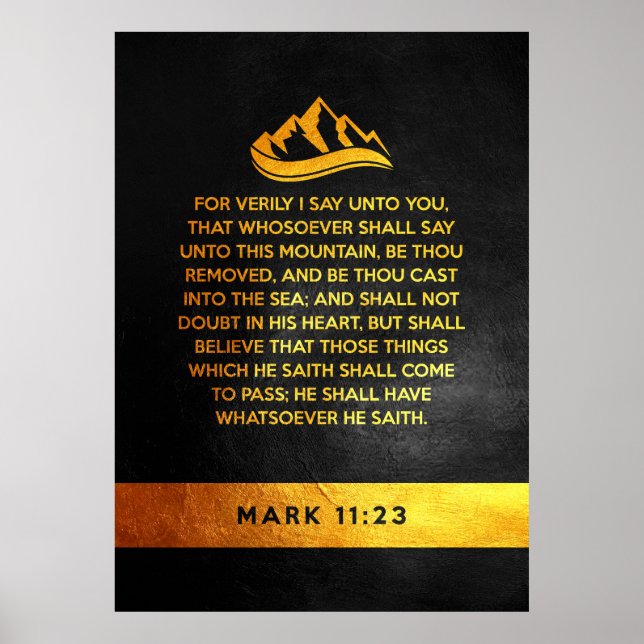 Poster Mark 11:23 Verse de la Bible (Devant)