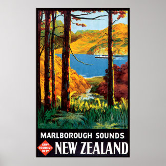 Poster Marlborough Sounds Nouvelle-Zélande