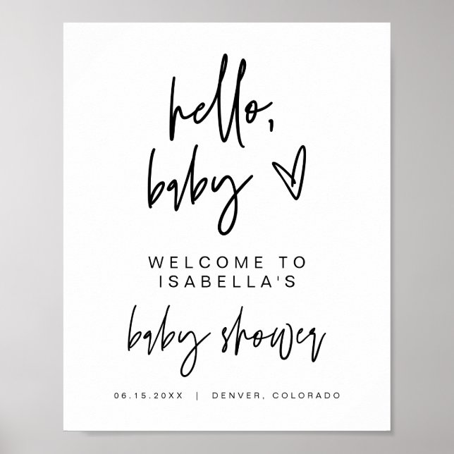 Poster MARLO Bold Baby shower contemporain Bienvenue (Devant)