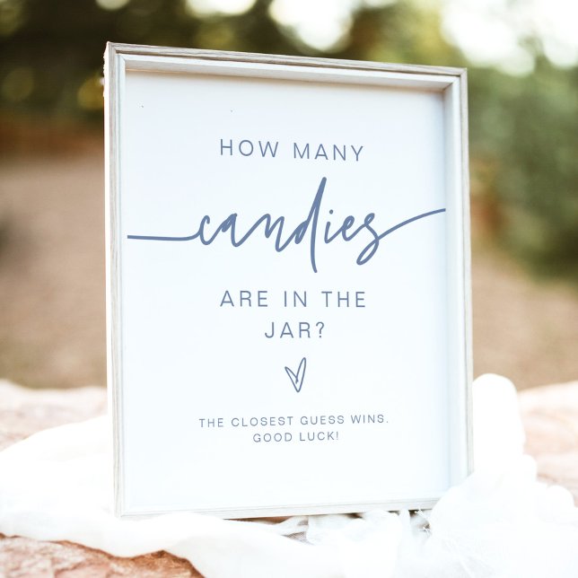 Poster MARLO Dusty Blue Combien de bonbons Baby shower Je (Créateur téléchargé)