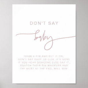 Poster MARLO Dusty Rose Pink Boho ne pas dire bébé signe