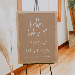 Poster MARLO Modern Bohemian Beige Baby Shower Welcome