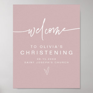 Poster MARLO Modern Boho Dusty Rose Christening Bienvenue