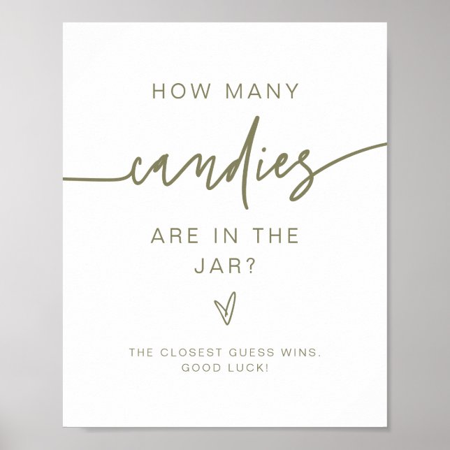 Poster MARLO Olive Combien de bonbons Baby shower Jeu (Devant)