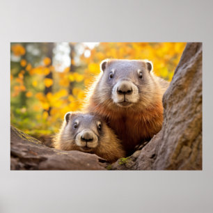 Poster Marmot Animal Wild Beauté Liberté Art sauvage