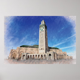 Poster Maroc Casablanca Mosquée Hassan 2 Islamique