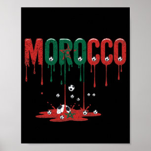 Poster Maroc Football Soccer Drapeau qui dégouline