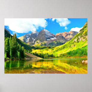 Poster Maroon Bells, Aspen, Colorado Paysage d'été