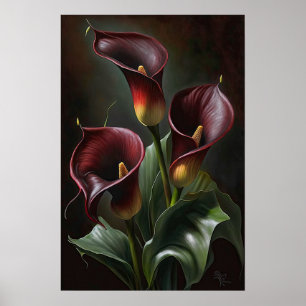 Poster Maroon Calla Lilies Lily Flower Art Imprimer Poste