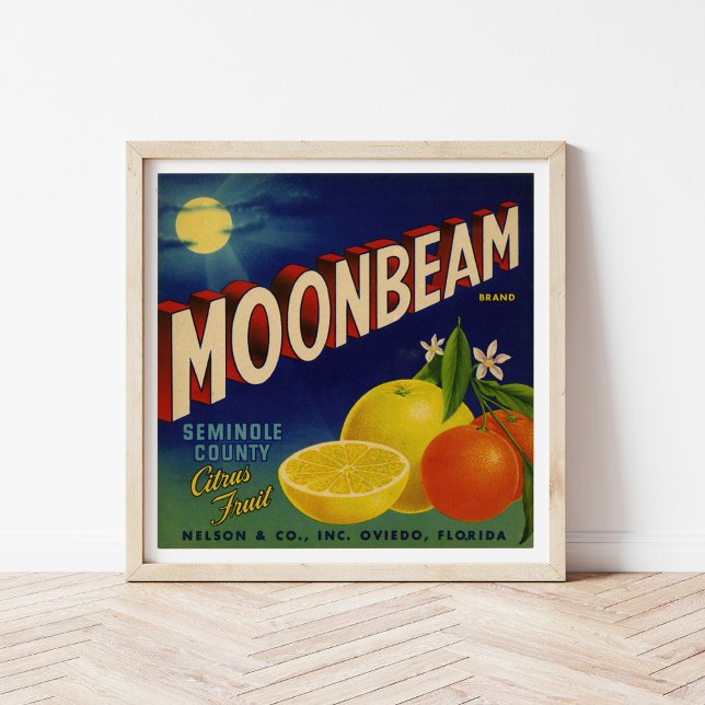 Poster Marque Moonbeam | Étiquette Citrus vintage (Créateur téléchargé)