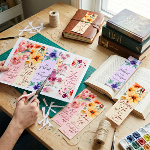 Poster Marque-pages chrétiens avec thème floral joli Affi