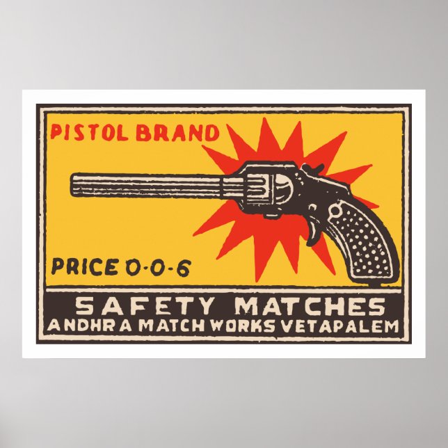 Poster MARQUE PISTOL (couvercle de boîte à allumettes vin (Devant)