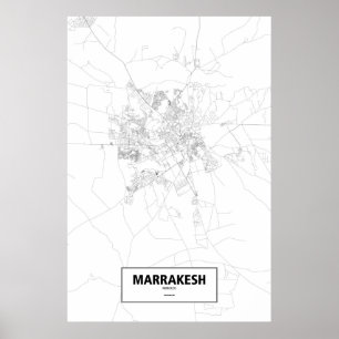 Poster Marrakech, Maroc (noir sur blanc)