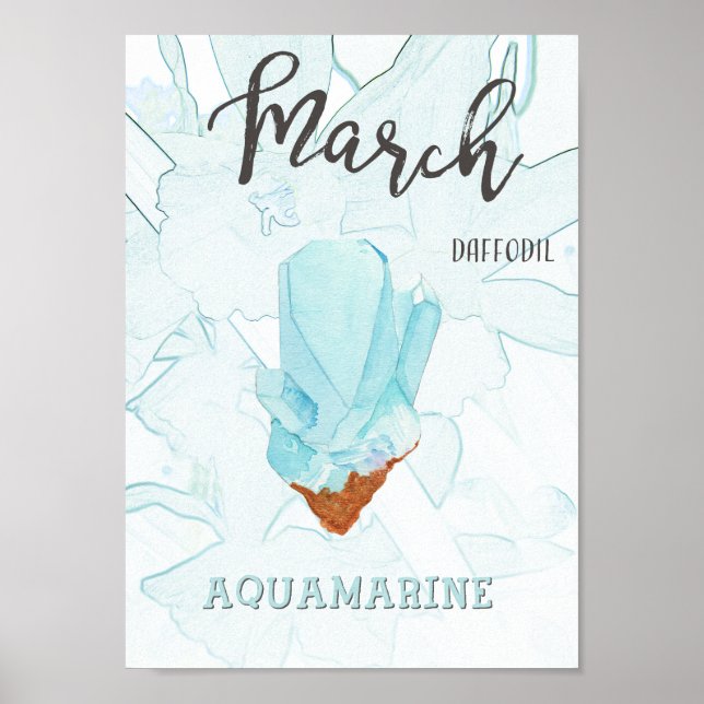 Poster Mars Anniversaire : Pierre d'Anniversaire Aquamari (Devant)