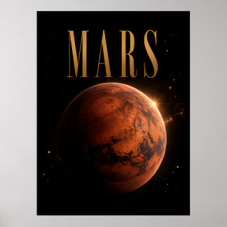Poster Mars Graphisme éditorial de luxe pour l'espace 