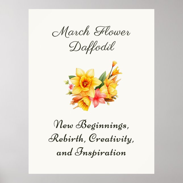 Poster Mars Mois de la naissance Daffodique cadeau de nai (Devant)