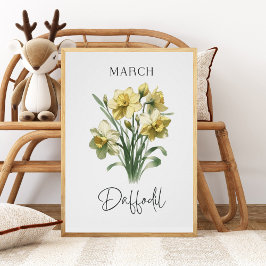 Poster Mars Mois de naissance Daffodique Floral
