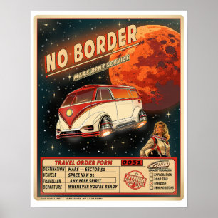Poster Mars Rent Service Retro Sci-Fi Space